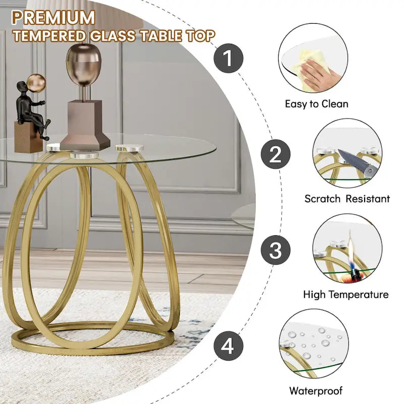 Myhozm Glass Side Table for Living Room with Sturdy Metal Frame - image 13
