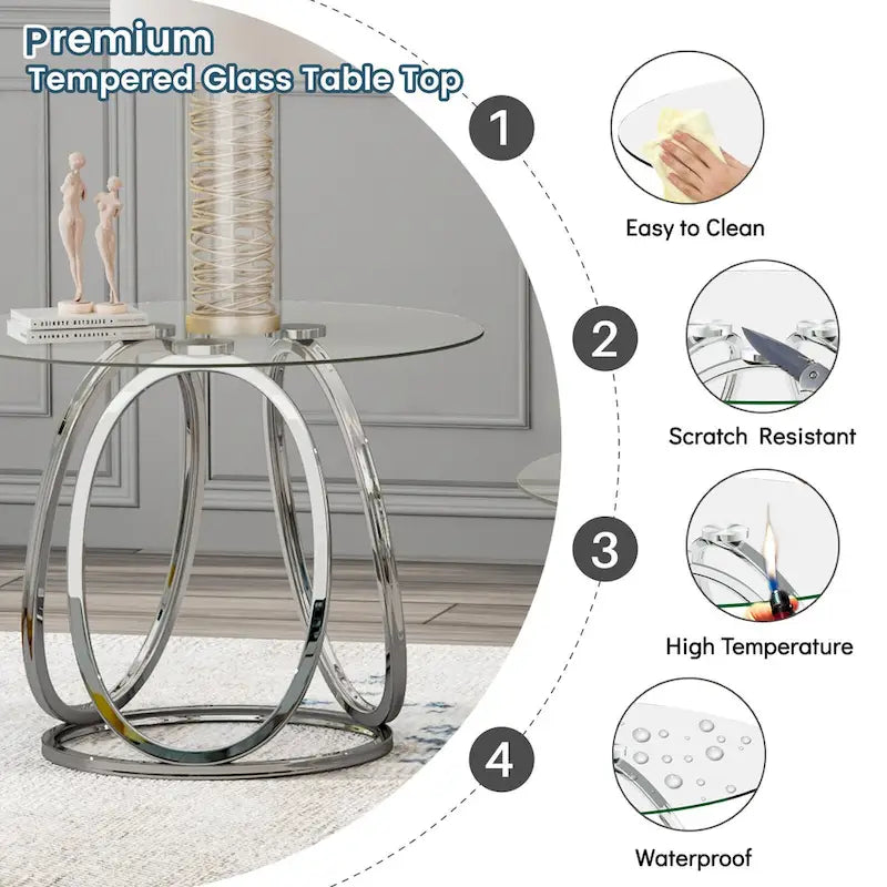 Myhozm Glass Side Table for Living Room with Sturdy Metal Frame - image 18