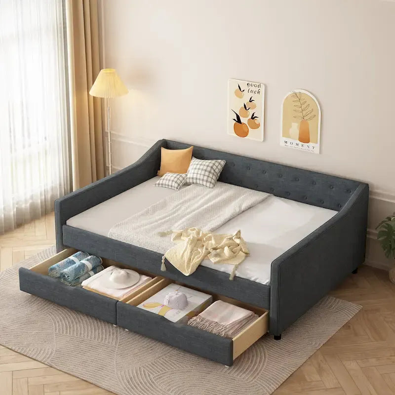 Christopher Knight Home Bennett Tufted Daybed Sofa with Storage Drawers and Stylish Curved Arms - image 16