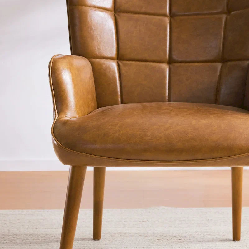 Set of 2 High-Back Tufted Accent Chairs in Cream, Brown, and Taupe - image 32