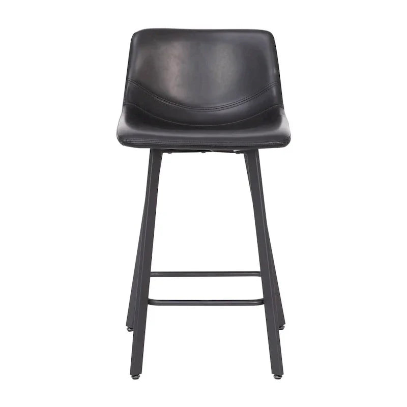 Pair of Armless Upholstered Metal Counter Stools - image 15