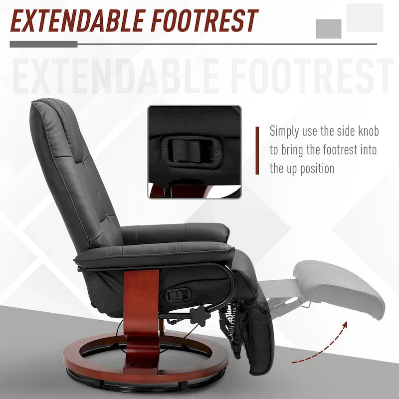 HomCom Faux Leather Adjustable Manual Swivel Base Recliner Chair with Comfortable and Relaxing Footrest - image 29