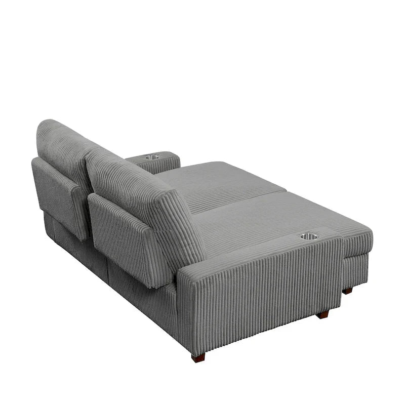 74-Inch Upholstered Chaise Lounge Loveseat with Adjustable Backrest - image 7