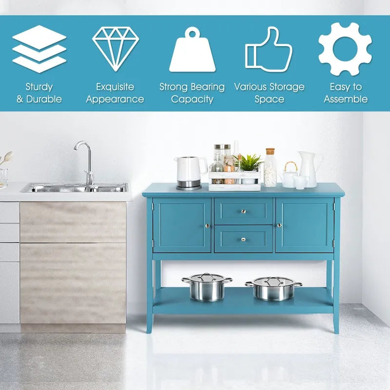 Modern Wooden Sideboard Buffet Cabinet with Drawers & Open Shelf - image 23