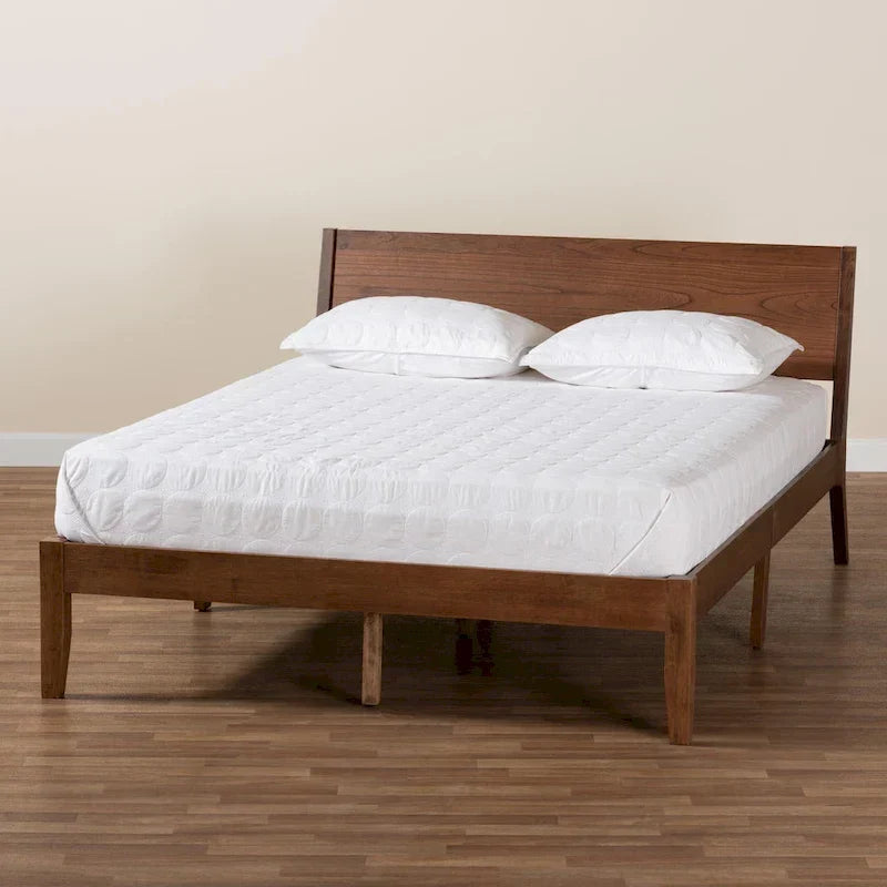 Salvatore Mid-Century Modern Walnut Brown Wood Platform Bed - image 9
