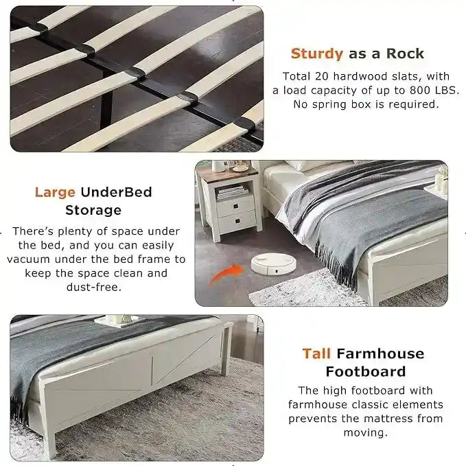Farmhouse Full Bed Frame with Storage Shelves and Built-in Charging Station - image 9