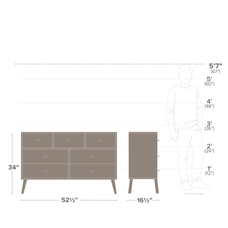 Prepac Milo 7-Drawer Dresser in Mid-Century Modern Style - image 9