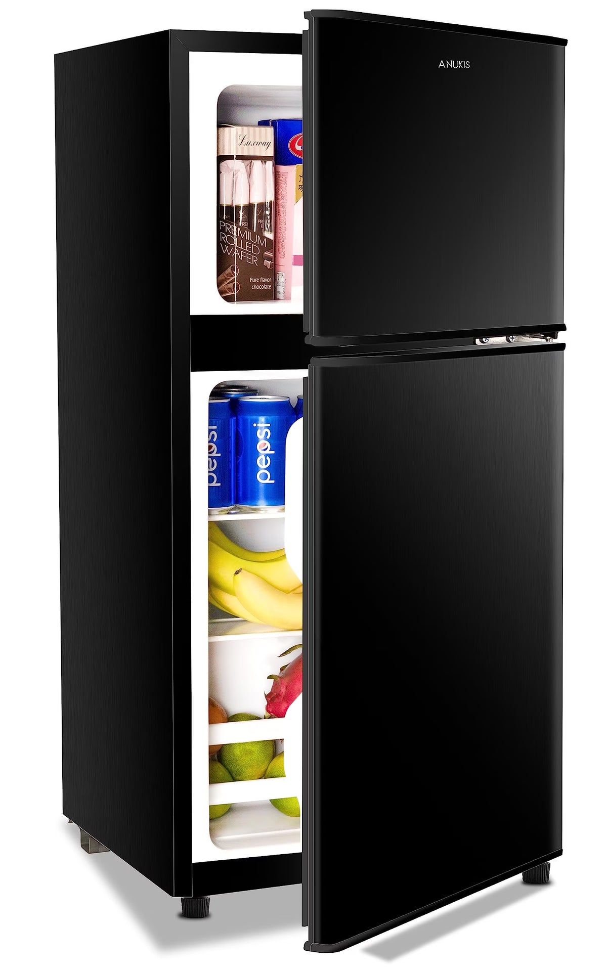 Harper & Bright Designs Double Door Mini Fridge with Freezer, 3.2 Cu.Ft Compact Refrigerator with Adjustable Shelf, Adjustable Thermostat and Reversible Door for Bedroom, Dorm, Home Office, White - image 7