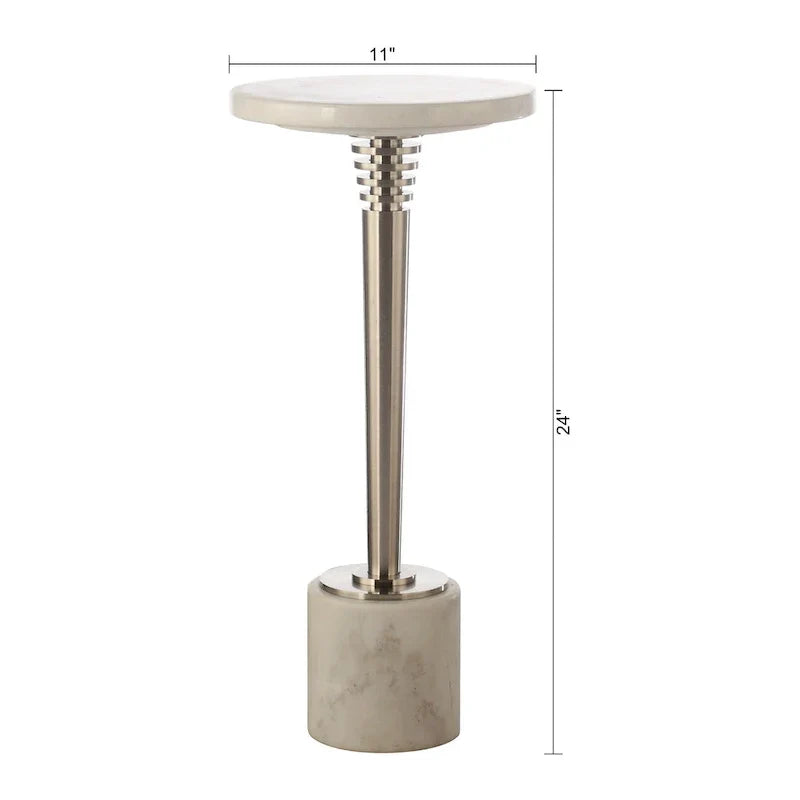 Modern Round Marble Pedestal Accent Table - image 7