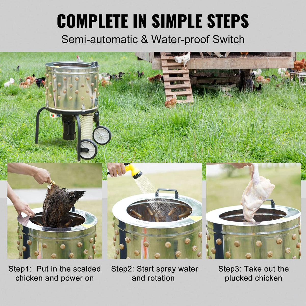 VEVOR 500W Chicken Plucker Machine with 20 Drum - image 10