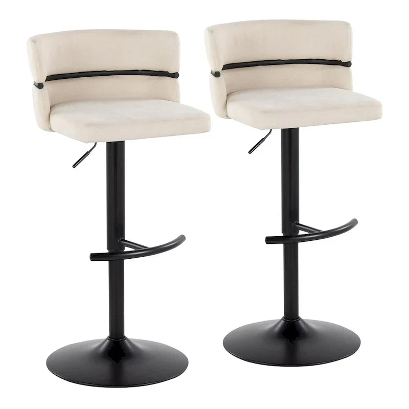 Set of 2 Silver Orchid Lena Adjustable Bar Stools with Rounded T Footrest - image 11