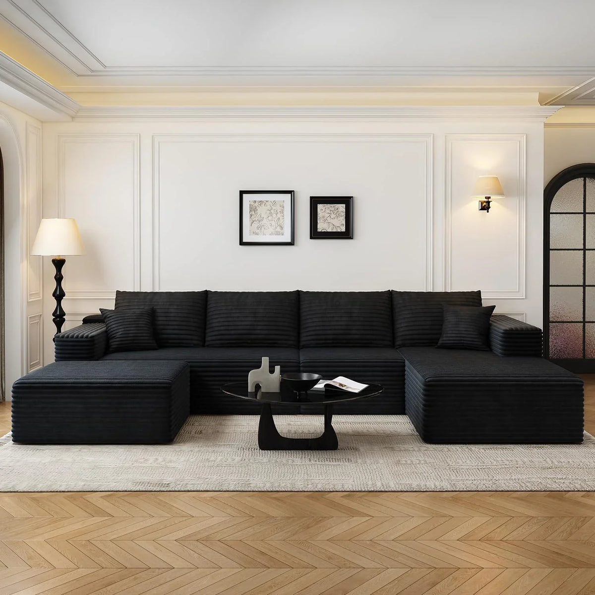 107.5" Cloud Modular Sectional Sofa Couch with L-Shape Chaise,Modern Minimalist Upholstered Couches for Living Room Bedroom,Deep Seat Corner Couch .No Assembly Required (Black,Left Facing Chaise) - image 13