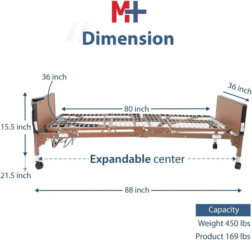 Fully Electric Hospital Bed Set, Foam Mattress, Half Rails - image 2