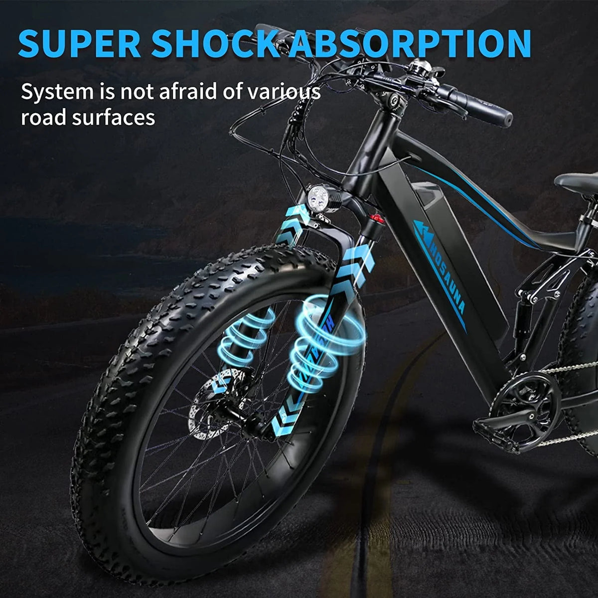 Electric Bike Electric Mountain Bike 500W Ebike26'' Fat Tire Ebike, 28+MPH Adults Ebike with Removable 48V 15ah Battery, Shimano 6 - Speed Black - image 3