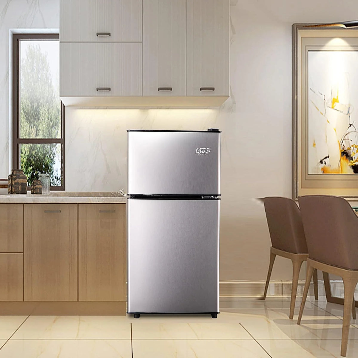 Harper & Bright Designs Double Door Mini Fridge with Freezer, 3.2 Cu.Ft Compact Refrigerator with Adjustable Shelf, Adjustable Thermostat and Reversible Door for Bedroom, Dorm, Home Office, White - image 18