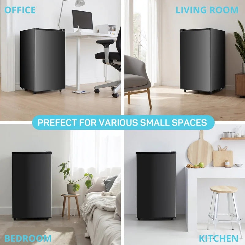 Sybels 3.2 Cu.Ft Mini Fridge with Freezer, Compact Single Door, Adjustable Thermostat & Low Noise, Perfect for Bedroom, Dorm, Office, Black - image 8