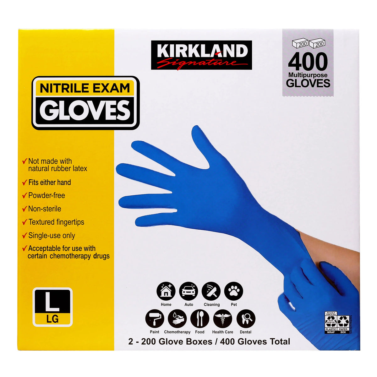 Kirkland Signature Nitrile Exam Gloves, 400-count, Size Large - image 1