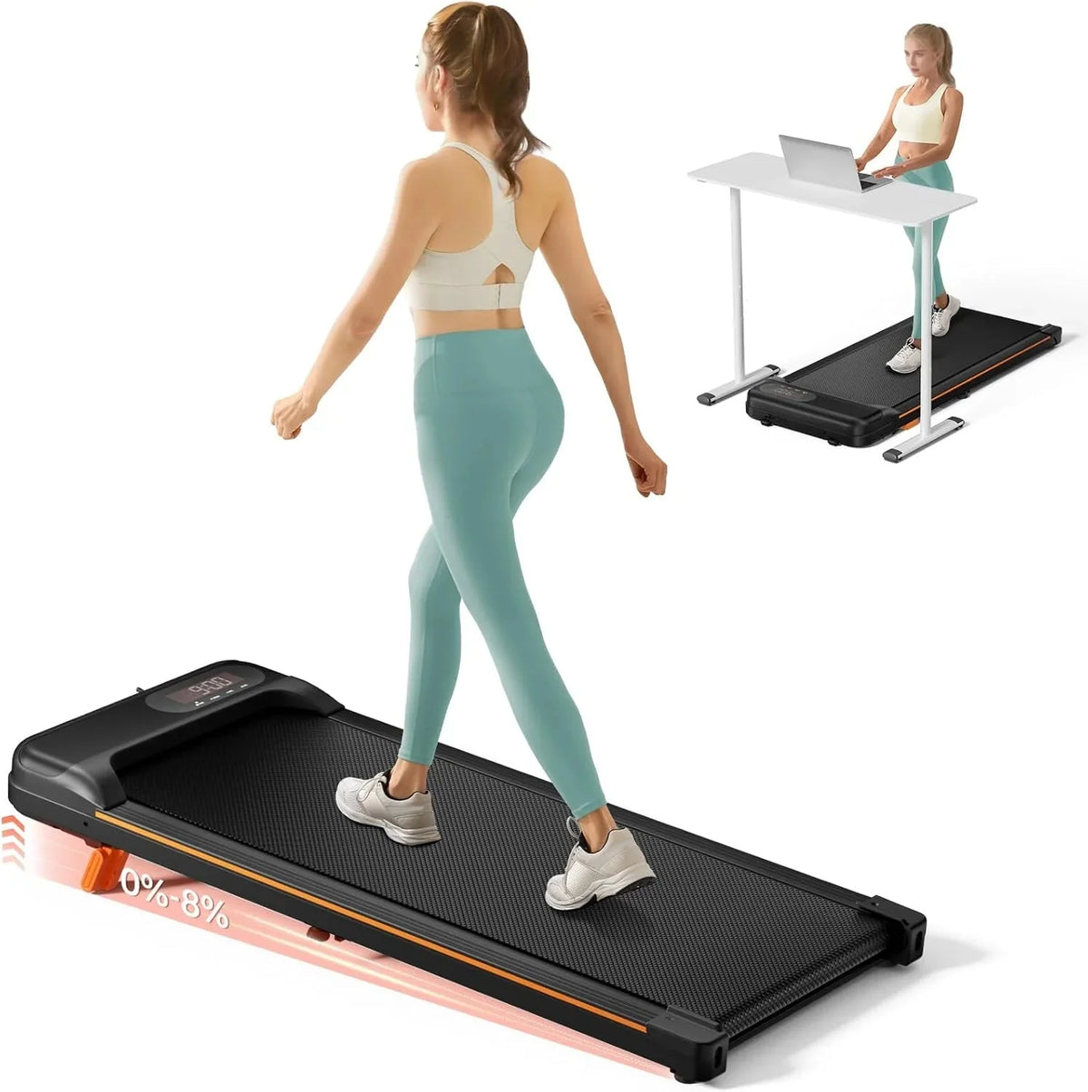 Walking Pad, Under Desk Treadmill with Incline for Home Office 2.5HP Portable Walking Treadmill with 280 Lbs Weight Capacity Walking Machine, Remote Control, LED Display - image 3
