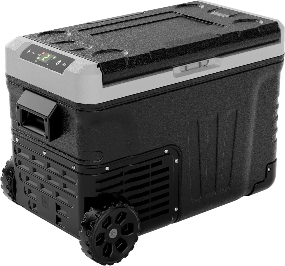 53QT Portable 12V Refrigerator Freezer, Dual Zone Electric Cooler with Wheels, 12V/24V DC & 110-240V AC for Travel, Truck, Boat, Camping - image 1