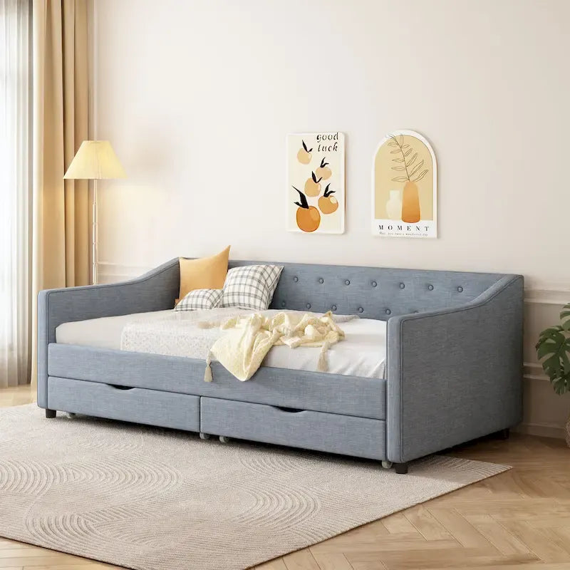 Christopher Knight Home Bennett Tufted Daybed Sofa with Storage Drawers and Stylish Curved Arms - image 29