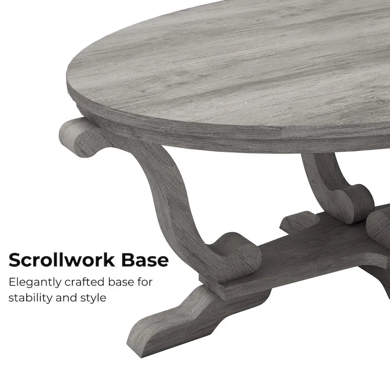 Denhour 48-Inch Vintage Grey Farmhouse Coffee Table - DH BASIC Collection - image 5