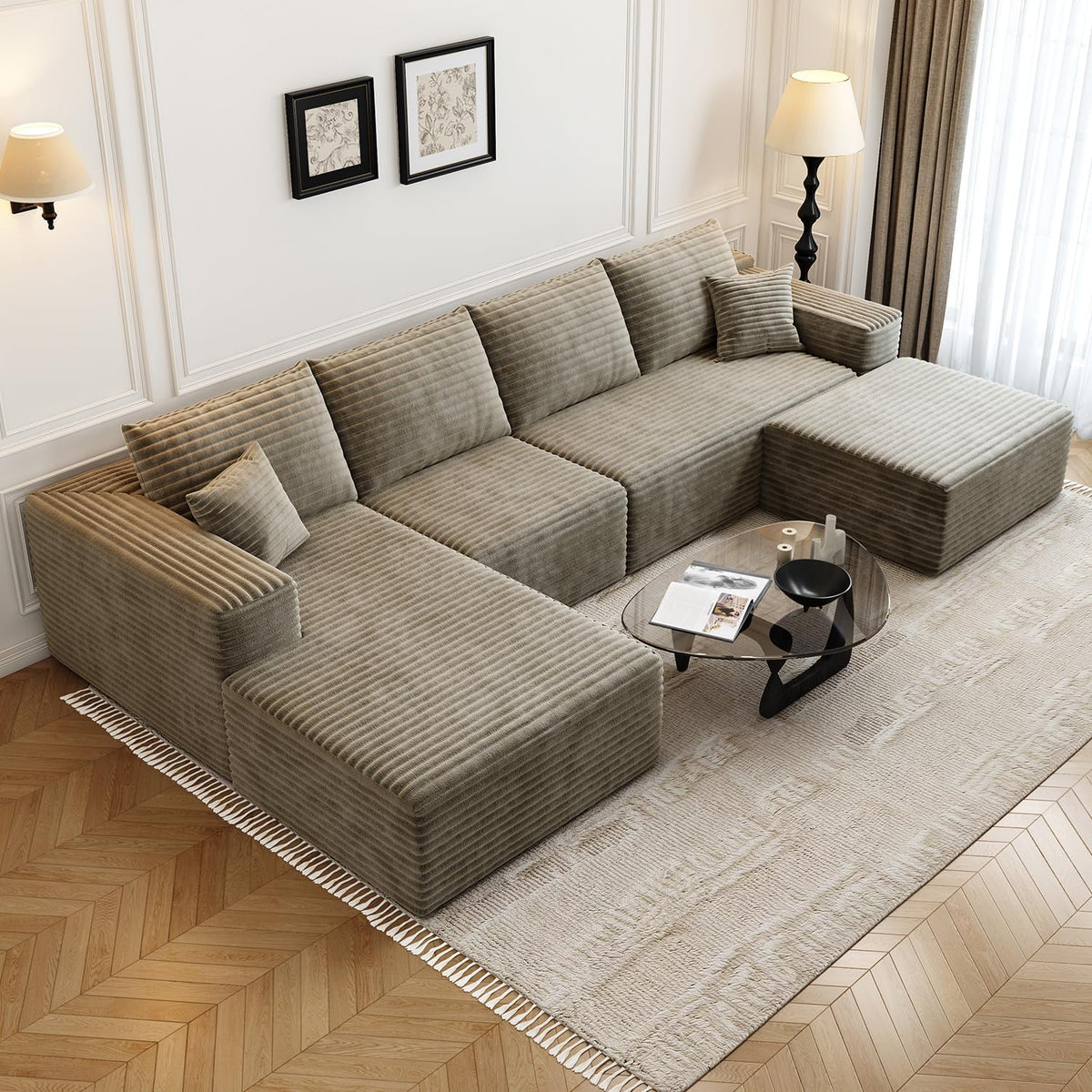 107.5" Cloud Modular Sectional Sofa Couch with L-Shape Chaise,Modern Minimalist Upholstered Couches for Living Room Bedroom,Deep Seat Corner Couch .No Assembly Required (Black,Left Facing Chaise) - image 7
