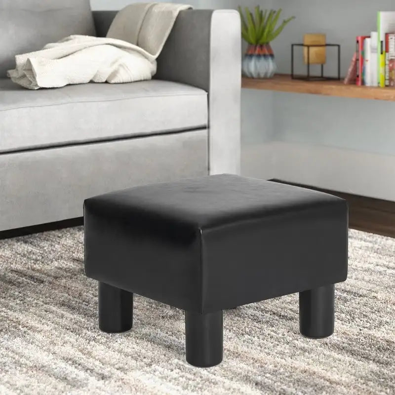 Adeco Faux Leather Footrest Ottoman with Plush Upholstery - image 4