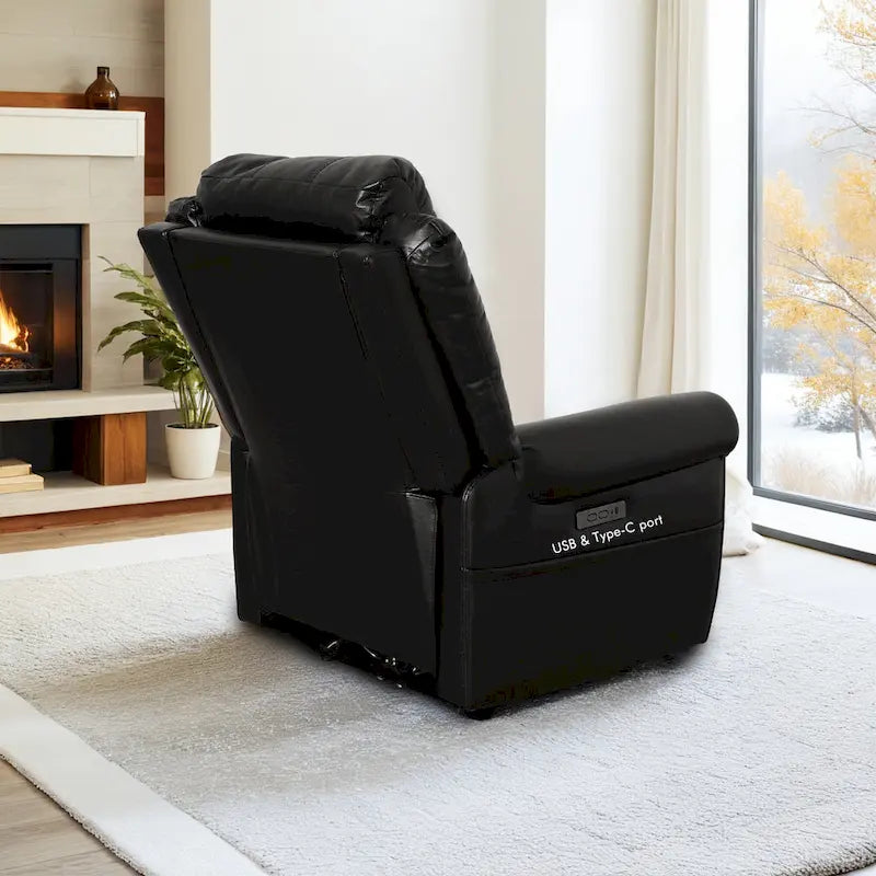 Authentic Leather Black Power Recliner Sofa Set: Loveseat and Recliner with Adjustable Headrest and Extendable Footrest - image 17