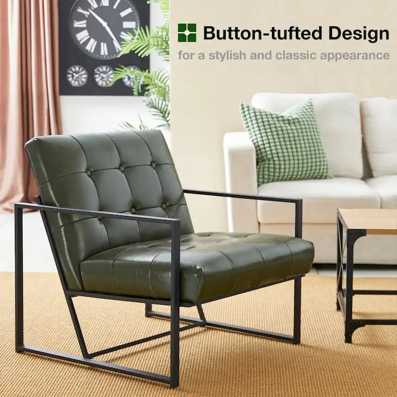 Glitzhome Set of 2 Mid-Century Tufted Accent Chairs in 29.25W PU Leather - image 25