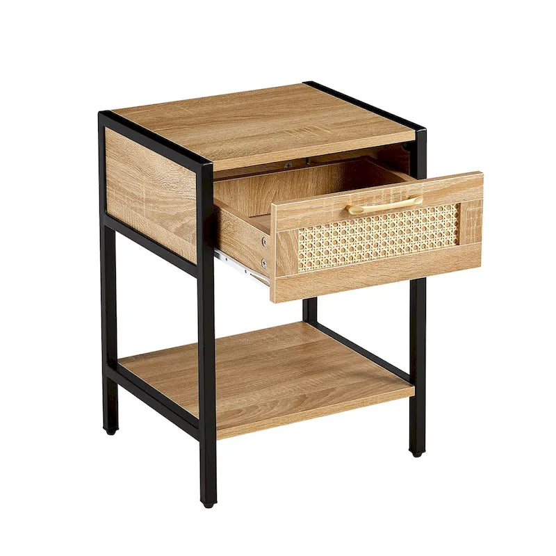 Set of 2 Rattan Nightstands with Drawers - image 1