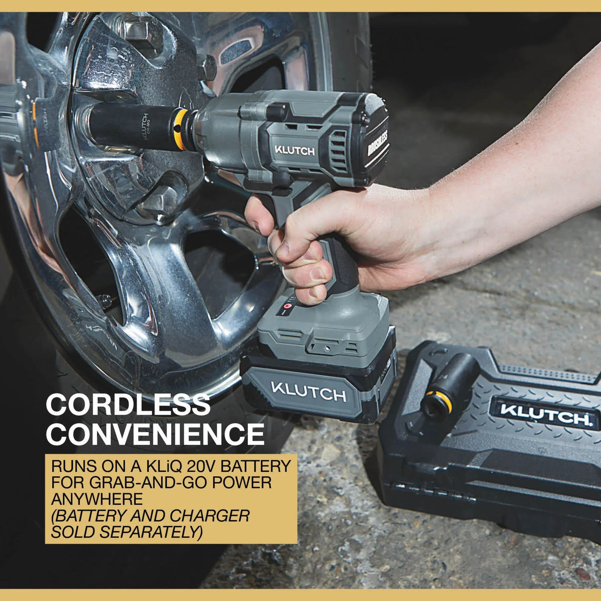 Klutch 1/2in. Impact Wrench, KLiQ 20V, 500 Ft./Lbs. Breakaway Torque, Brushless, Cordless, Bare Tool - image 6