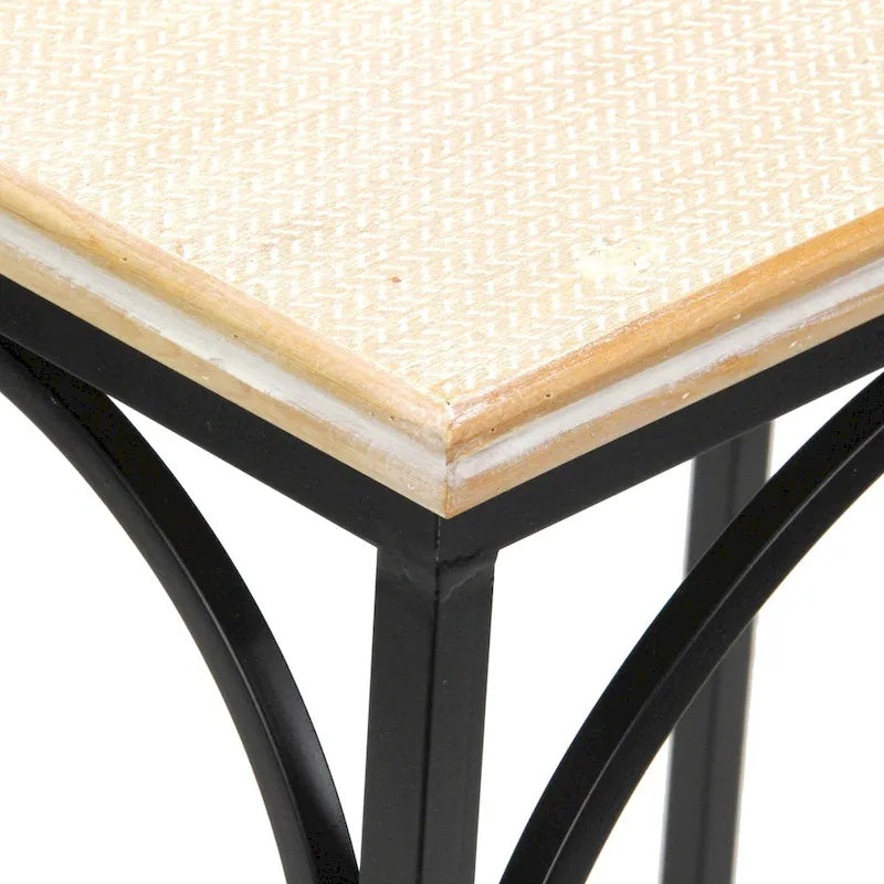 Claudette Set of 2 Rectangle Side Tables with Rattan Accents in Wood and Metal - image 9