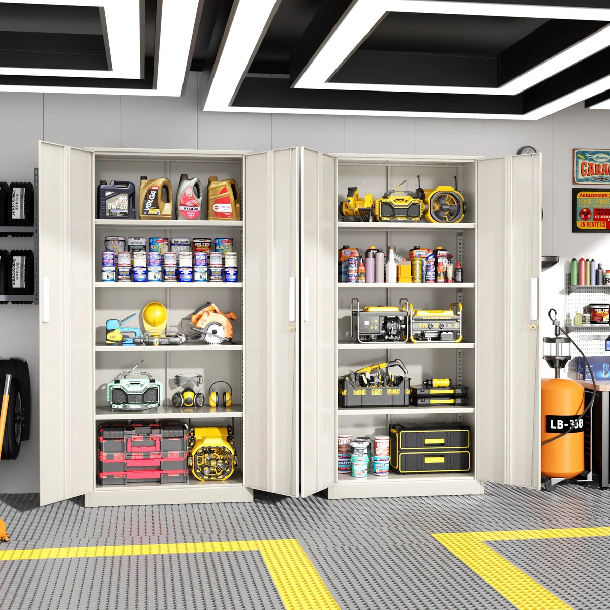 SOLAURA 71" Metal Garage Storage Cabinet with Locking Doors and Adjustable Shelves for Home, Office(Black) - image 48