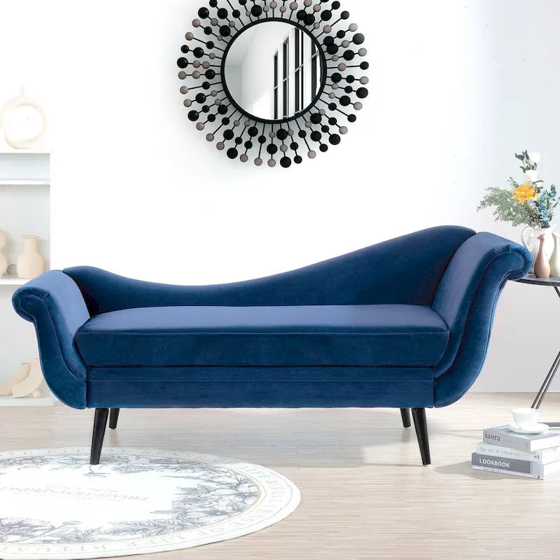 Upholstered Indoor Chaise Lounge Chair with Scroll Arms, Reclining Feature, Rolled Accent Pillow, and Sturdy Solid Wood Legs - image 14
