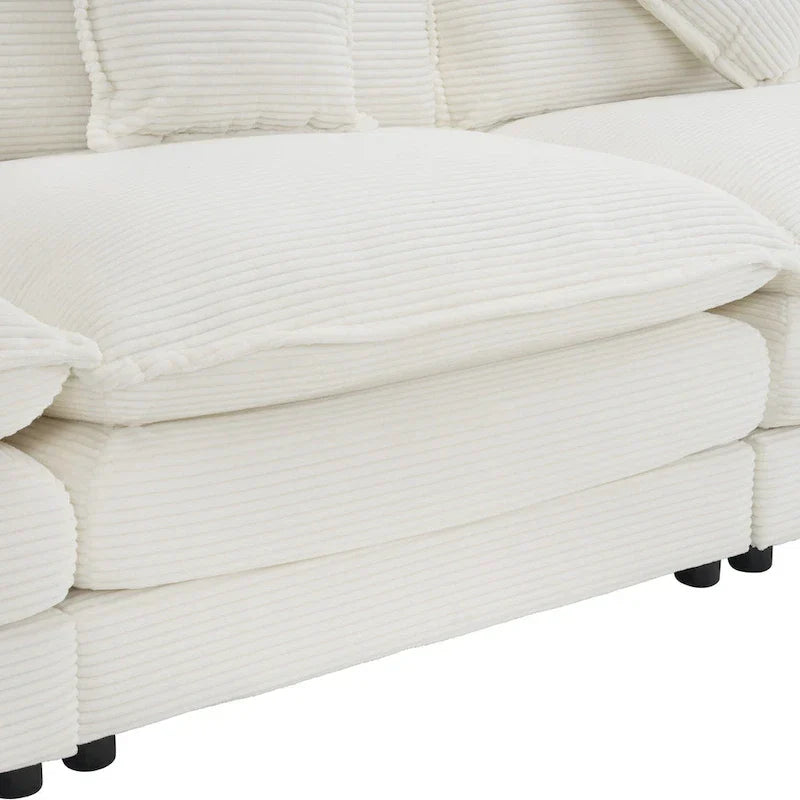 112.6-Inch Corduroy Upholstered L-Shaped Modular Sectional Sofa with Convenient Side Storage Pockets - image 10