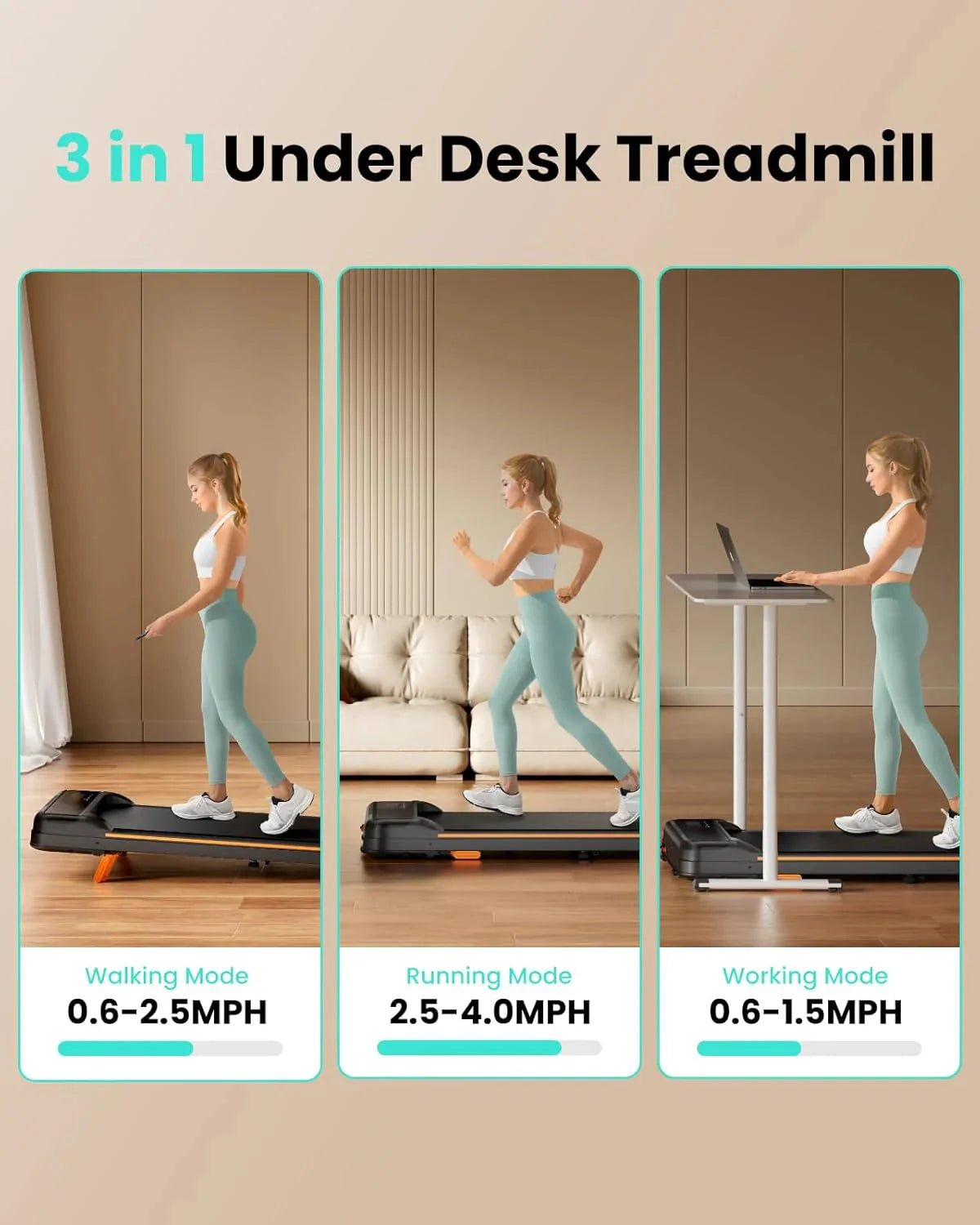 Walking Pad, Under Desk Treadmill with Incline for Home Office 2.5HP Portable Walking Treadmill with 280 Lbs Weight Capacity Walking Machine, Remote Control, LED Display - image 10