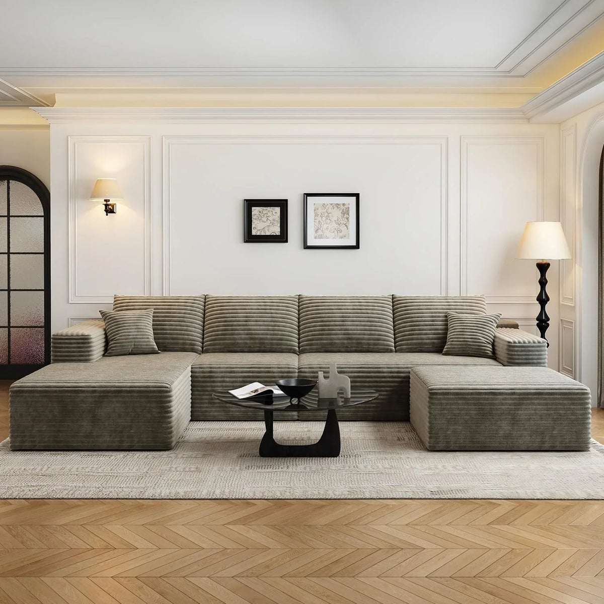 107.5" Cloud Modular Sectional Sofa Couch with L-Shape Chaise,Modern Minimalist Upholstered Couches for Living Room Bedroom,Deep Seat Corner Couch .No Assembly Required (Black,Left Facing Chaise) - image 78