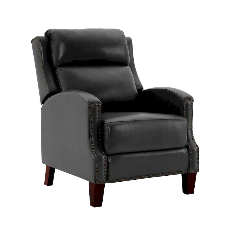 Authentic Leather Pushback Recliner with Adjustable Seat Back and Sturdy Wooden Legs - image 8