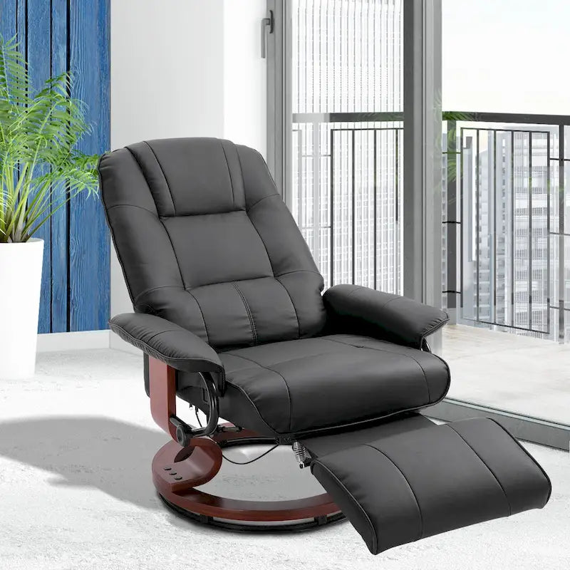 HomCom Faux Leather Adjustable Manual Swivel Base Recliner Chair with Comfortable and Relaxing Footrest - image 25