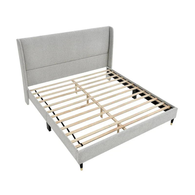 Roundhill Furniture Rozitta Upholstered Wingback Bed with Platform Design - image 38