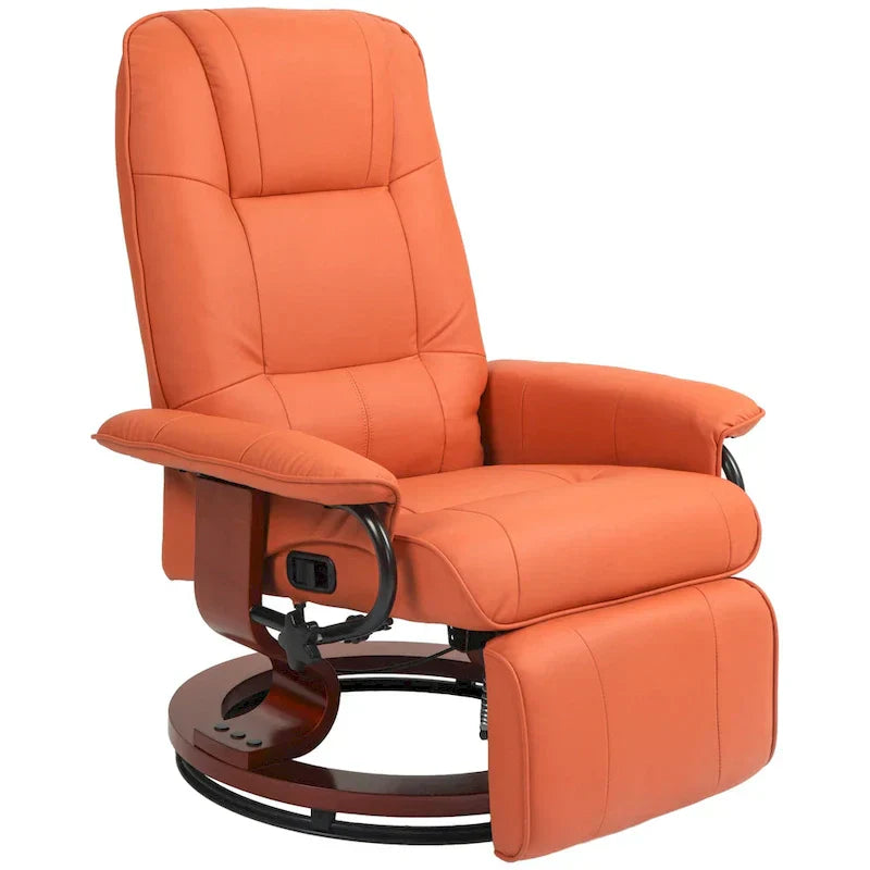 HomCom Faux Leather Adjustable Manual Swivel Base Recliner Chair with Comfortable and Relaxing Footrest - image 35