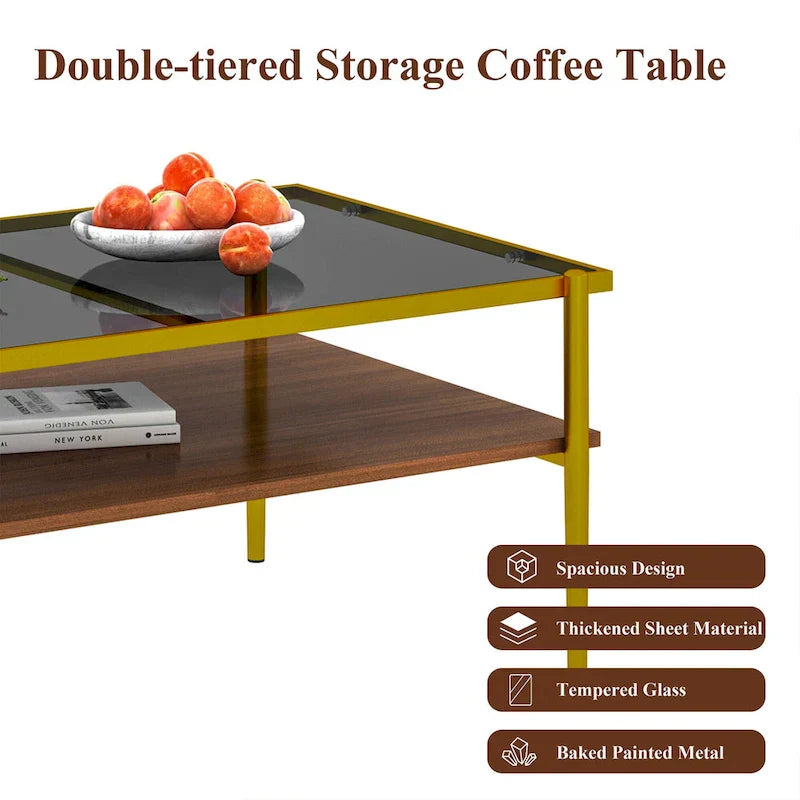 Modern Rectangular Coffee Table with Tempered Glass Surface for Living Room - image 19