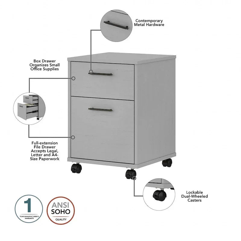 Bush Furniture Key West 60-Inch L-Shaped Desk with Rolling File Cabinet - image 20