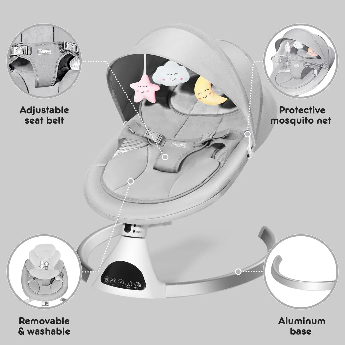 HARPPA Electric Baby Swing for Infants to Toddler with 5 Speed - image 8