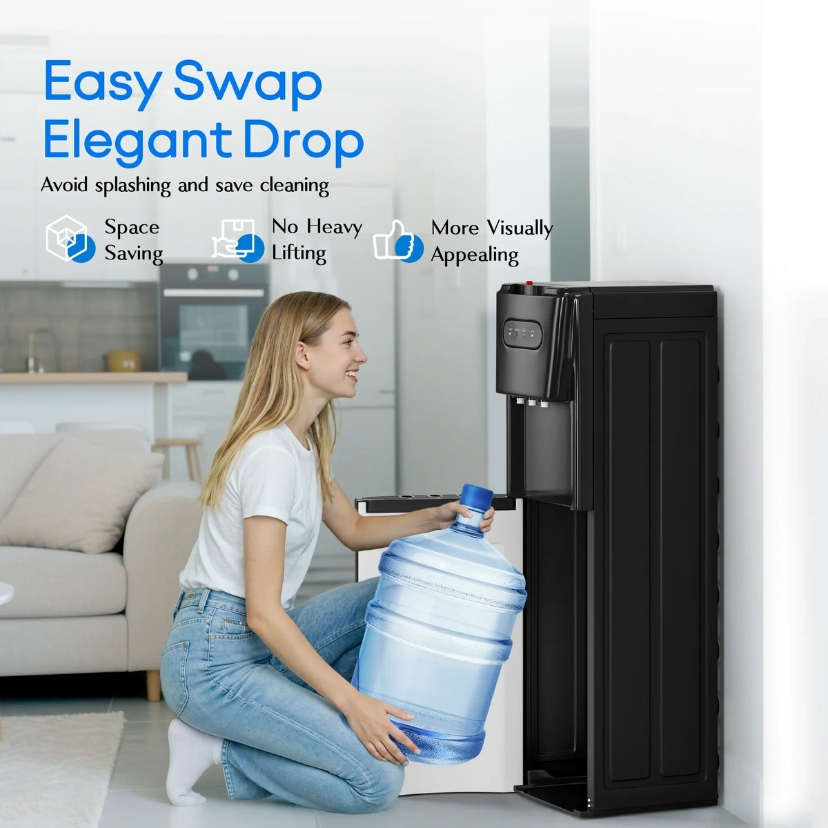 Manastin Bottom Loading Water Dispenser for 3 or 5 Gallons, 3 Temperatures (Cold/Hot/Warm) with Child Lock, Display Light, for Apartments, Schools - image 4