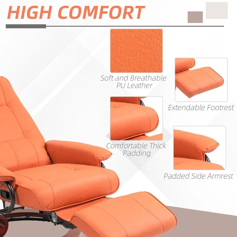 HomCom Faux Leather Adjustable Manual Swivel Base Recliner Chair with Comfortable and Relaxing Footrest - image 39