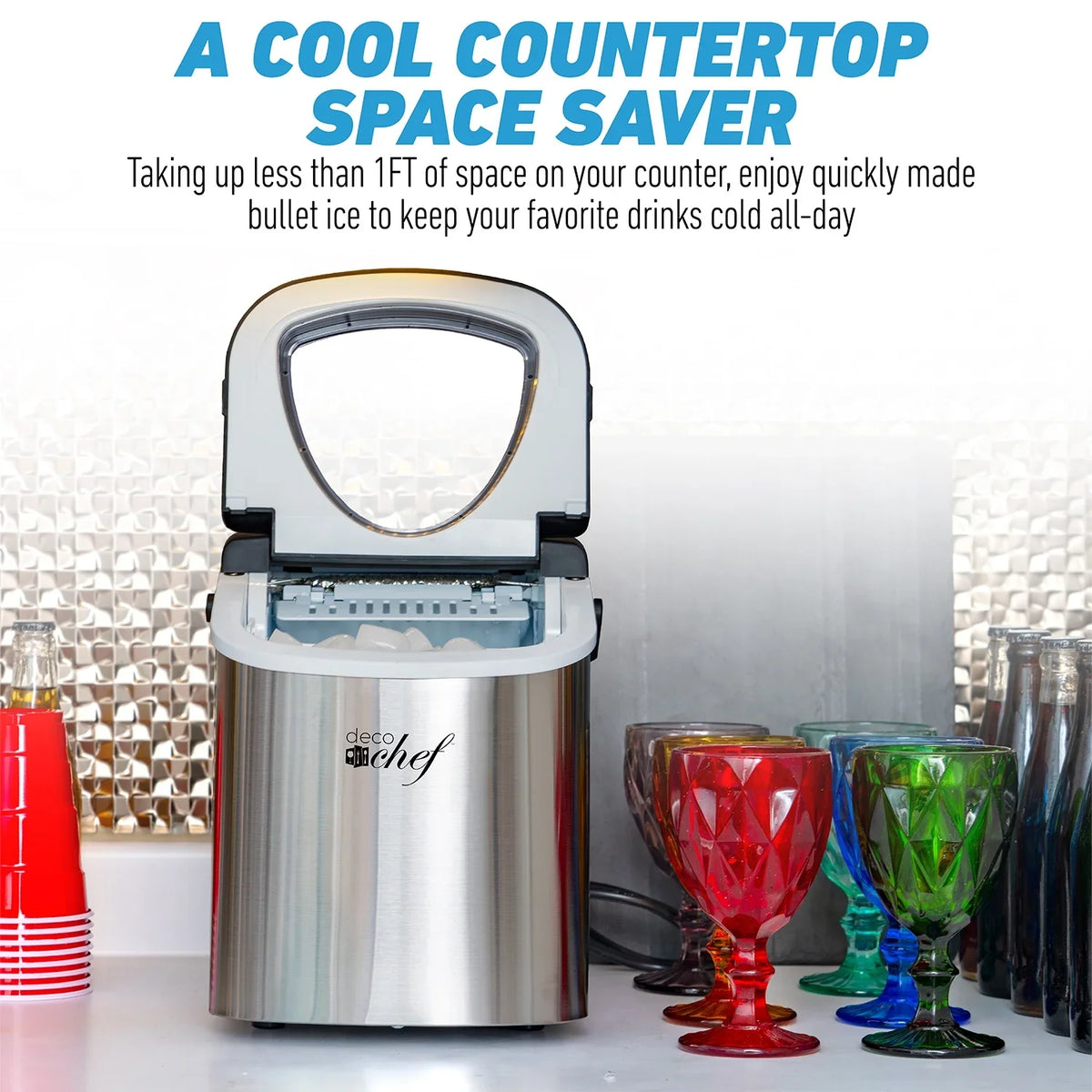 Deco Compact Countertop Ice Maker, 26LBs in 24HRs, 9 Bullet Ice Cubes Ready in 6 Minutes, Stainless Steel - image 2