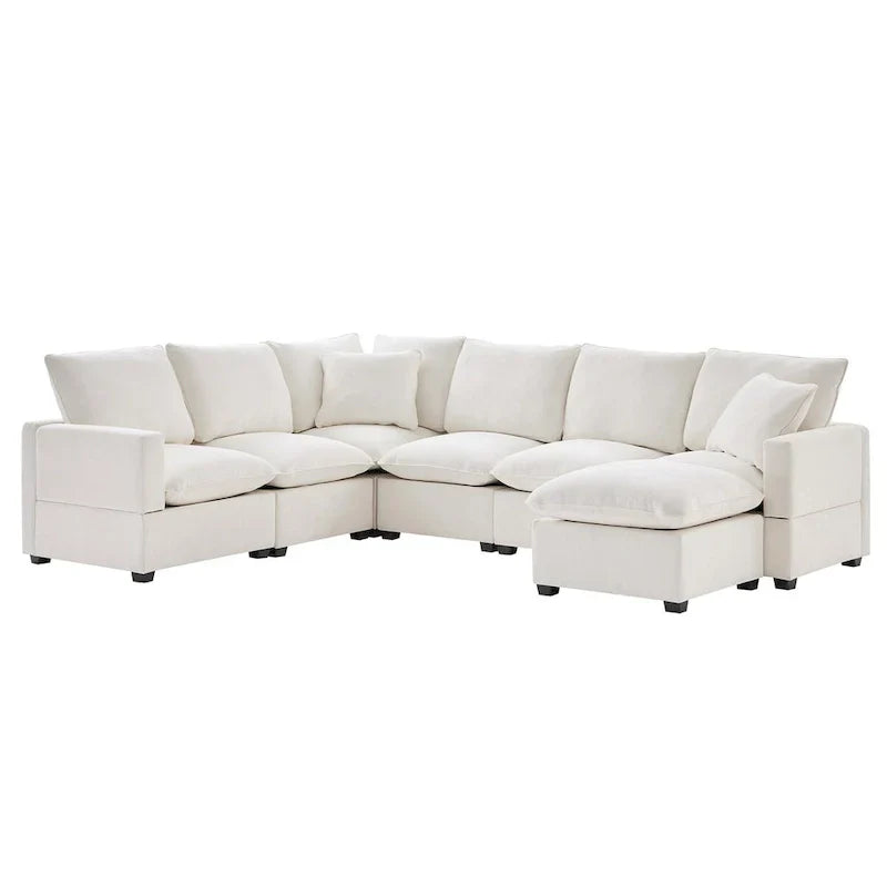 Nestfair Contemporary U-Shaped Modular Sofa Set - 7-Seater Chenille Sectional Couch with 2 Included Pillows - image 15