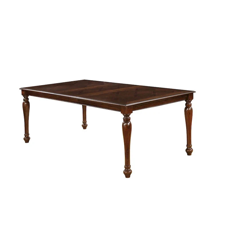 Brown Rectangular Wooden Dining Table with Elegant Turned Legs - image 1