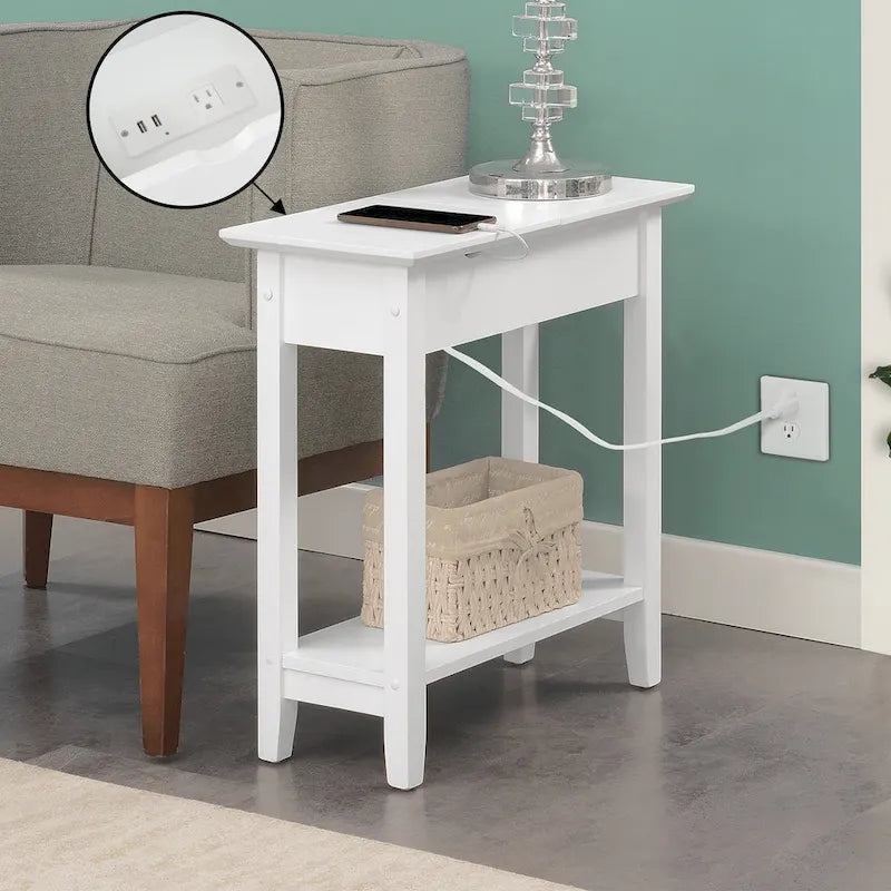 American Heritage Flip Top End Table with Charging Station and Shelf by Convenience Concepts - image 1